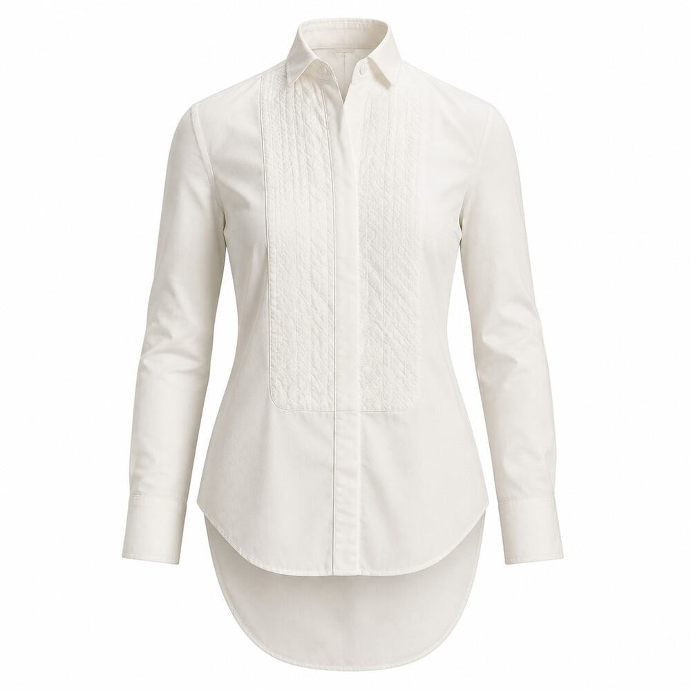 Rag & Bone Shirt Womens Small White Bib Broadcloth Snap Front Pique Tuxedo USA